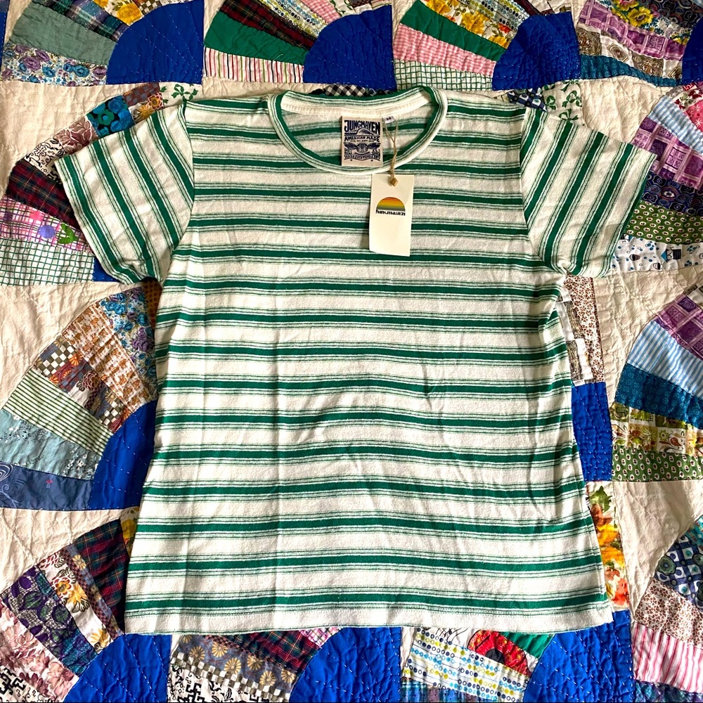 NWT Jungmaven hemp blend mountain stripe tee size M
